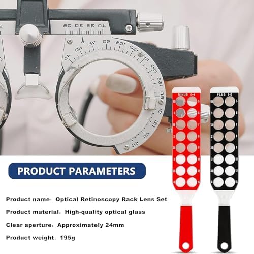 TAYRAN Optical Retinoscopy Rack Lens, 2 Bars 32 Lenses Retinoscopy Bars, Red for Myopia Black for Hyperopia, for The Quick Examination of Diopter of Spectacles