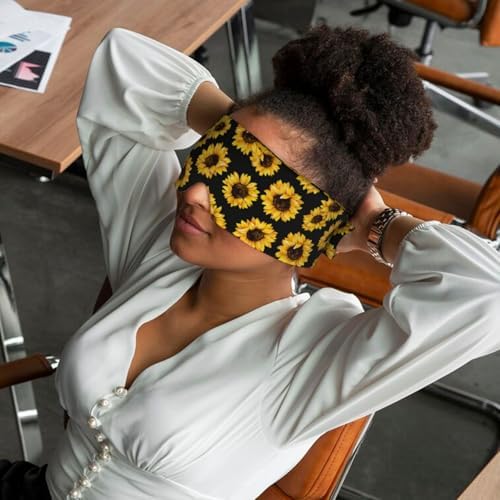 Beautiful Sunflower Fall Flower Blackout Eye Covers - Women Eye Shades for Sleeping - Men Adjustable Sleep Eye Masks