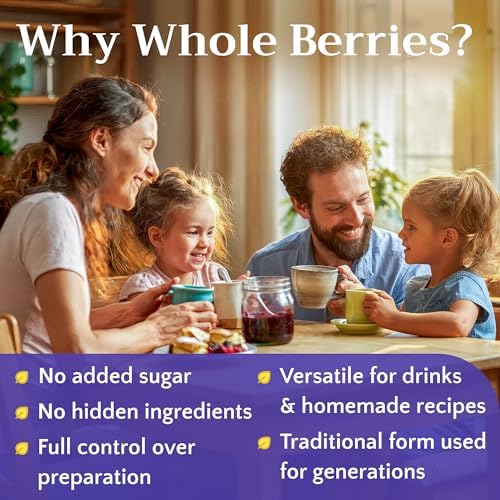 Black Elderberry Tea - Dried Whole Sumbucus Nigra Elderberries - Natural Sugar Free Fruit Berries, 2oz