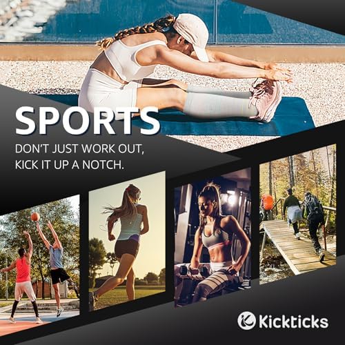 Kickticks 4 Pairs Compression Socks for Woman & Man Unisex 20-30mmHg Knee high Plus Size Wide Calves for Flying Running…