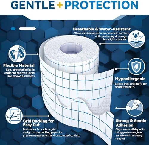 FRESINIDER Dressing Retention Tape, 2 Rolls 2” x 11 Yards, Hypoallergenic Medical Fixation Tape for Securing Dressings & Bandages, Breathable Non-Woven Fabric, Gentle Adhesion, Latex Free