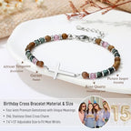 TONY & SANDY Christian Cross Bracelet for Women, Easter Gifts for Teens Kids Girls, Confirmation Baptism Gifts, Unique Gift for Friends Daughter Mom Sister in Christ Birthday Christmas