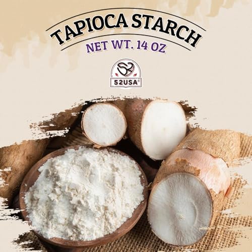 52USA Tapioca Starch, 3 Pack (42oz Total) | Tapioca Flour from Cassava Root | Gluten Free Flour Substitute | Vegan, Kosher, Non-GMO | Thickener for Baking, Cooking, Soups & Bubble Tea
