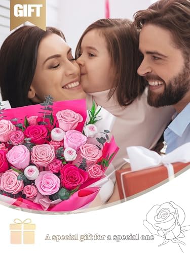 Mothers Day Flowers for Delivery Prime Forever Flowers Mom Preserved Roses Bouquets Flower Birthday Gifts for Women Anniversary Graduation Gifts for Her, 12 Hot Pink