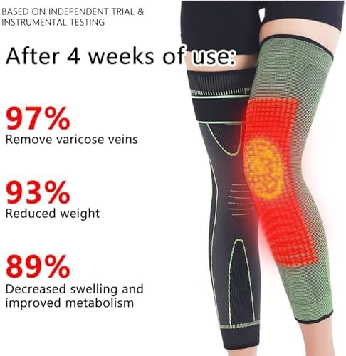 Radiofrequency Herbal Thermal Knee Support，Mugwort Tourmaline Acupressure Self-Heating Shaping Knee Sleeves Pads (Orange,L)