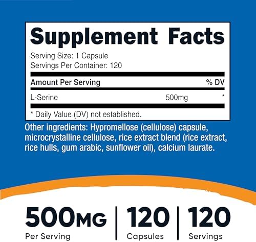 Nutricost L-Serine 500mg, 120 Capsules, 120 Servings - Vegetarian Capsules, Non-GMO, Gluten Free