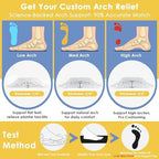 Arch Support Inserts Women, Customizable 3-Height System for Plantar Fasciitis, Non-Slip Invisible Bio-Gel, Butterfly Contour for Heels, Flats & Sandals (2 Pairs, High Arch)