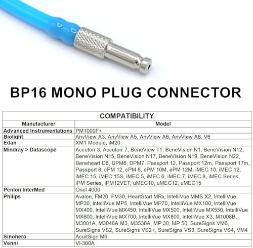 8.2FT NIBP Adapter Hose Compatible with PHphilips, Blood Pressure Tube with BP16 BP20 Connectors for BP Monitor and Cuff (Neonate/Infant)