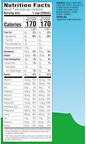 Horizon Organic Growing Years Whole Milk, High Vitamin D Organic Milk for Growing Kids with DHA Omega-3, Choline, and Prebiotics, 59 fl oz Carton