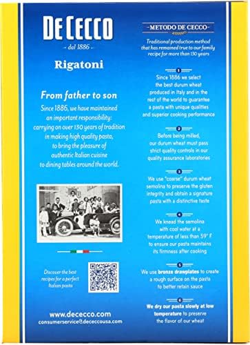 De Cecco Pasta, Rigatoni,16 oz (Pack of 12)