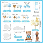 Yinder 37 Pcs Bear Cake Decoration Toppers for Baby Shower Decorations with Balls We Can Bearly Wait Happy Birthday Mini Bear Figurine Cake Party Birthday Supplies (Cute)
