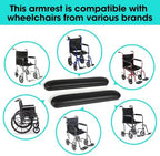 Universal Wheelchair Armrest Pad - Comfot Foam Cushion (14 Inch Total Length) - Ergonomic Replacement for Wheelchairs & Transport Chairs, Reduces Stress & Pain