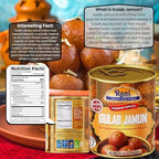 Rani Gulab Jamun Round (w/ Cardamom Flavored Sugar Syrup) 35.3oz (2.2lbs) 1kg, Approximately 14 pieces, Easy Open Lid ~ Ready to eat | Non-GMO | Kosher | Indian Origin