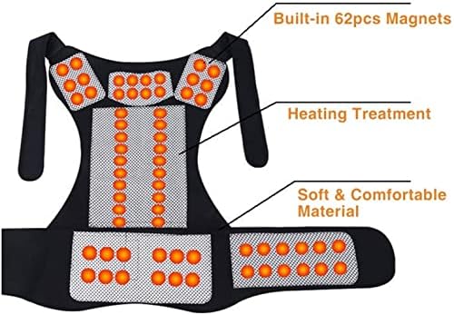 Posture Corrector Tourmaline Self-Heating Magnetic Therapy Waist Back Shoulder Spine Lumbar Brace Back Support Belt Pain Relief Back Posture,Black-Medium,Black-Medium