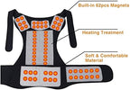 Posture Corrector Tourmaline Self-Heating Magnetic Therapy Waist Back Shoulder Spine Lumbar Brace Back Support Belt Pain Relief Back Posture,Black-Medium,Black-Medium