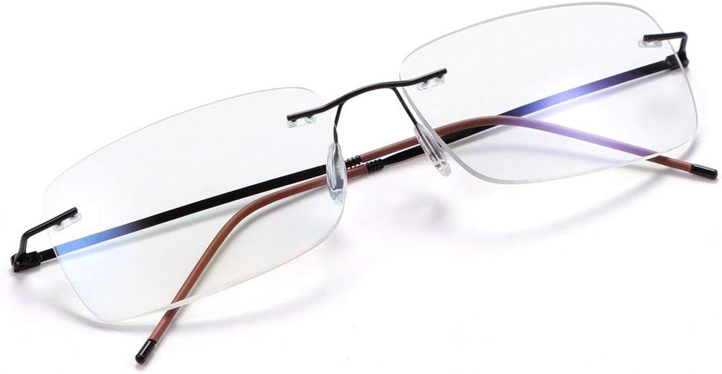 Rimless Progressive Multifocus Reading Glasses Anti Blue Light Computer Readers for Women Men Eyewear Presbyopia