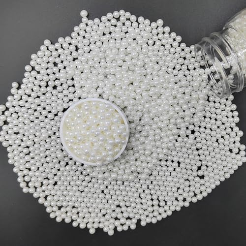 Homankit White Pearl Sprinkles Edible Pearls for Cake Decorating, 4mm 120g/4.23OZ Sugar Pearl Cake Decorations for Baking Cookie Cupcake Toppers Ice Cream Toppings Birthday Wedding Supplies