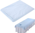 Massage Table Face Hole Cover,Beauty Massage Bed Sheets, Salon Massage SPA Couch Soft Cotton Bed Cover Protector with Face Breath Hole (Light Blue)