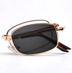 NILZA Folding Sun Readers Photochromic Computer Glasses Bifocal Sunglasses Progressive Multifocal Reading Glasses Unisex (Color : Gold, Size : 1.0X)