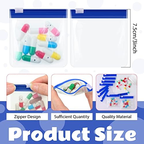 24 Pieces Pill Pouch Bags Zippered Set Reusable Translucent Medicine Organizer Sealing Travel Plastic Bags with Slide Lock for Storage(Dark Blue)