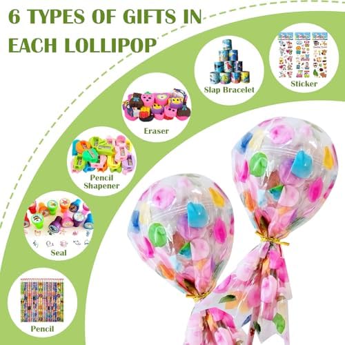 Rpefq Party Favors for Kids, 24 Pack Giant Lollipop-Shaped Stationery Set Return Gifts for Birthday Party,Fun Birthday Goodie Bags Classroom Rewards Students Gifts Class Prizes