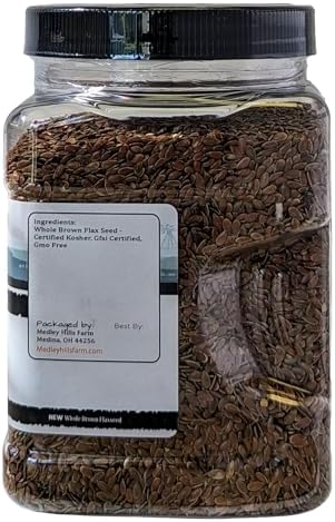 Whole Brown Flaxseed 1.25 lb. in Reusable Container by Medley Hills Farm - Premium Quality Flax Seeds - Sproutable