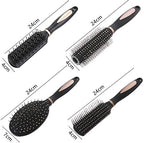 Pack of 4 Anti-Static Hair Tools for Women, Men & Kids: Oval Comb, Round Vent Brush, Detangling Paddle Brush for Wet/Dry Hair Massage & Shine, QXDAI-10
