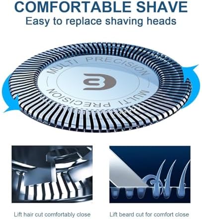 SH30 Replacement Heads Compatible with Philips Norelco 3000, 2000, 1000 Series Shavers and S738 Click and Style, Razor Blades for S1560 Shaver