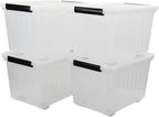 50 Quart Storage Boxes with Wheels, Large Plastic Storage Tote Bins Set of 4