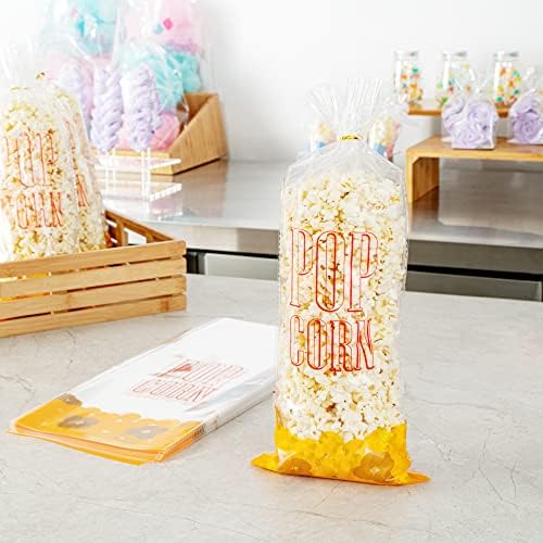 Restaurantware-Bag Tek 17 x 7 Inch Popcorn Bags, 100 Greaseproof Popcorn Favor - Hot & Cold Friendly, Freezable, Clear PE Plastic Carnival, For Event Favors Or Goodie Bags