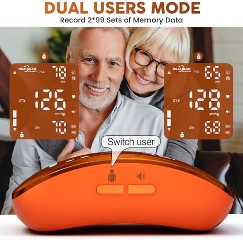 Wrist Blood Pressure Monitor with Led Touch Screen -Adjustable Wrist Blood Pressure Cuff from 5.1 inches to 9.3 inches,Rechargeable Wrist bp Monitor with 99x2 Reading Memory and Carrying Case(Orange)