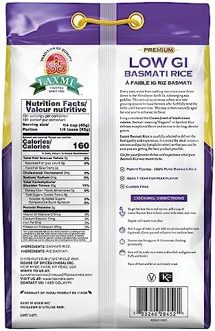 Laxmi Diabetic Friendly Basmati Rice w/Lower G.I. Index Value - 10lb