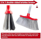 SDSM Indoor Outdoor Broom, Unique Double-Sided Bristles Long Handle Heavy Duty Broom Perfect for Home and Courtyard Garage Lobby Mall Market Floor Home Kitchen Room Office Pet Hair Rubbish 51 Inch