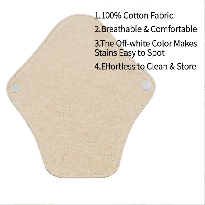 6-Pack Reusable Organic Cotton Panty Liners – 7.1" Washable Breathable Cloth Pads for Daily Use, Light Flow, Postpartum or Bladder Leaks
