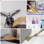 (Tiny Size) 11 inch Short of Asian Whisk Broom Thai Natural Straw Broom with Embroidery Nylon Thread Handle with Nylon Hanger