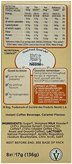 Original Nescafe Gold Caramel Latte Coffee Sachets Imported From The UK England Instant Coffee Finely Beans With Milk Sugar British Frothy Coffee Nescafe Café Menu Latte Caramel, 136 g