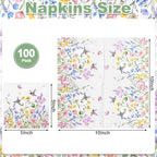 NatNarr 100 Pcs Wildflower Napkins, 2-Ply Floral Cocktail Napkins Spring Decoupage Napkin Butterfly Hummingbird Flower Dessert Beverage Napkin for Easter Baby Shower, Tea Party
