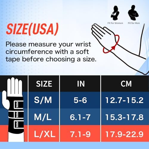 FEATOL Carpal Tunnel Wrist Brace Night Support, Thumb Spica Splint Left Hand for De Quervains Tenosynovitis, Tendonitis, Thumb Brace for Women Men, Black Blue, Large/XLarge