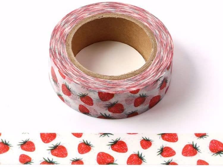 CIAIJE Strawberry Washi Dots - 5/8" x 393" Wave Foil Craft Tape for Scrapbooking & Decor