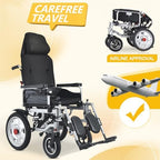 Reclining Backrest Electric Wheelchair, Foldable Motorized Wheelchairs for Adults and Seniors Support 320lbs,Airline Approved,25 Miles Longer Range All Terrain Durable Power Wheelchair, 500W Motor