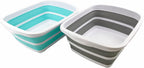 SAMMART 10L (2.6 Gallon) Set of 2 Collapsible Tub-Foldable Dish Tub-Portable Washing Basin-Space Saving Plastic Washtub (Grey + Sage Green)