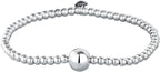 925 Sterling Silver Handmade Strand Chain Bracelet 4mm Bead Ball Stretch Bracelets for Women Silver Jewelry Gift