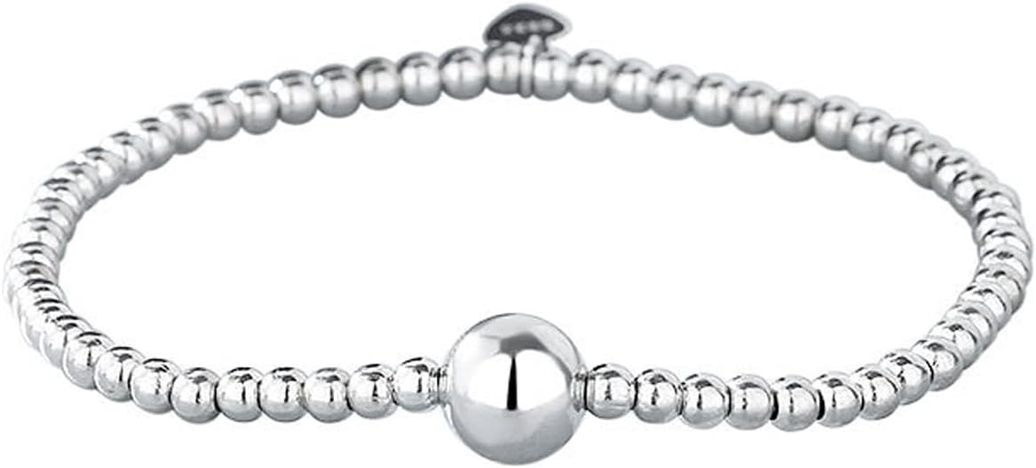 925 Sterling Silver Handmade Strand Chain Bracelet 4mm Bead Ball Stretch Bracelets for Women Silver Jewelry Gift