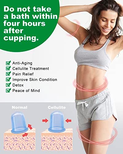 Silicone Cupping Therapy Sets (6-Pc Kit) - Included 2 Pcs Facial Suction Cups, Anti Cellulite Cup Massager - Vacuum Suction Cup for Cellulite Treatment - Amazing Cellulite Remover