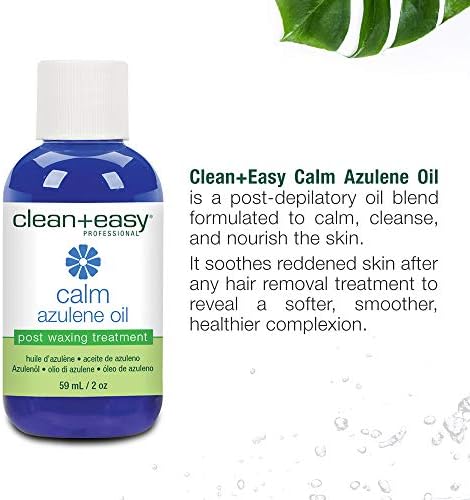 Clean + Easy Post Waxing Treatment, Azulene Oil – for Sensitive Skin, Soothes Irritation & Removes Wax Residue After Hair Removal, After Wax Care, 2 oz