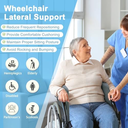 KAAMOS Wheelchair Lateral Support Cushions, Lateral Support for Wheelchair, Back Side Support Wedge Cushion for Seniors, Foam Positioning Wedge Pillow Side Padding (Small)