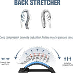 Back Stretcher Magnetotherapy Multi-Level Adjustable Massager Waist Neck Fitness Lumbar Cervical Spine Support Pain Relief (Green)