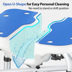 Heavy Duty Shower Chair for Inside Shower FSA/HSA Eligible, 500LBS Shower Chair with Arms & Back, Padded Bath Seat with U-Shaped Cutout, Anti-Slip Adjustable Bath Stool for Seniors, Handicap, Pregnant