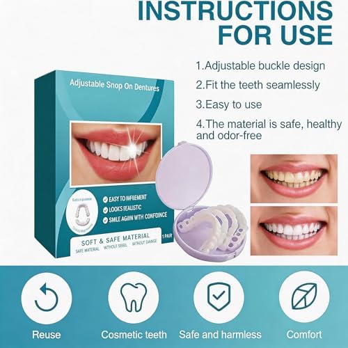 1Pcs Adjustable Temporary Covers Clip, Veneers Snap in Teeth for Women Men