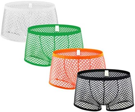 Men's See Through Fishnet Boxer Briefs Underwear Lingerie Booty Shorts